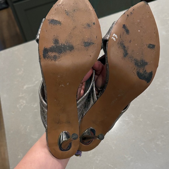 BCBGMaxAzria Silver Croc-Embossed Heels - Picture 8 of 9